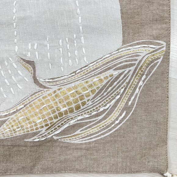 Fall Harvest Pumpkin Table Runner Long 16” X 88” Appliqué Embroidered Tan White - Picture 2 of 9